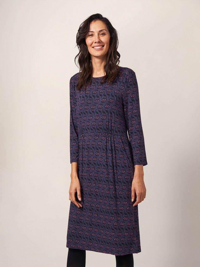 Talia Eco Vero Jersey Dress in PURPLE MULTI | White Stuff