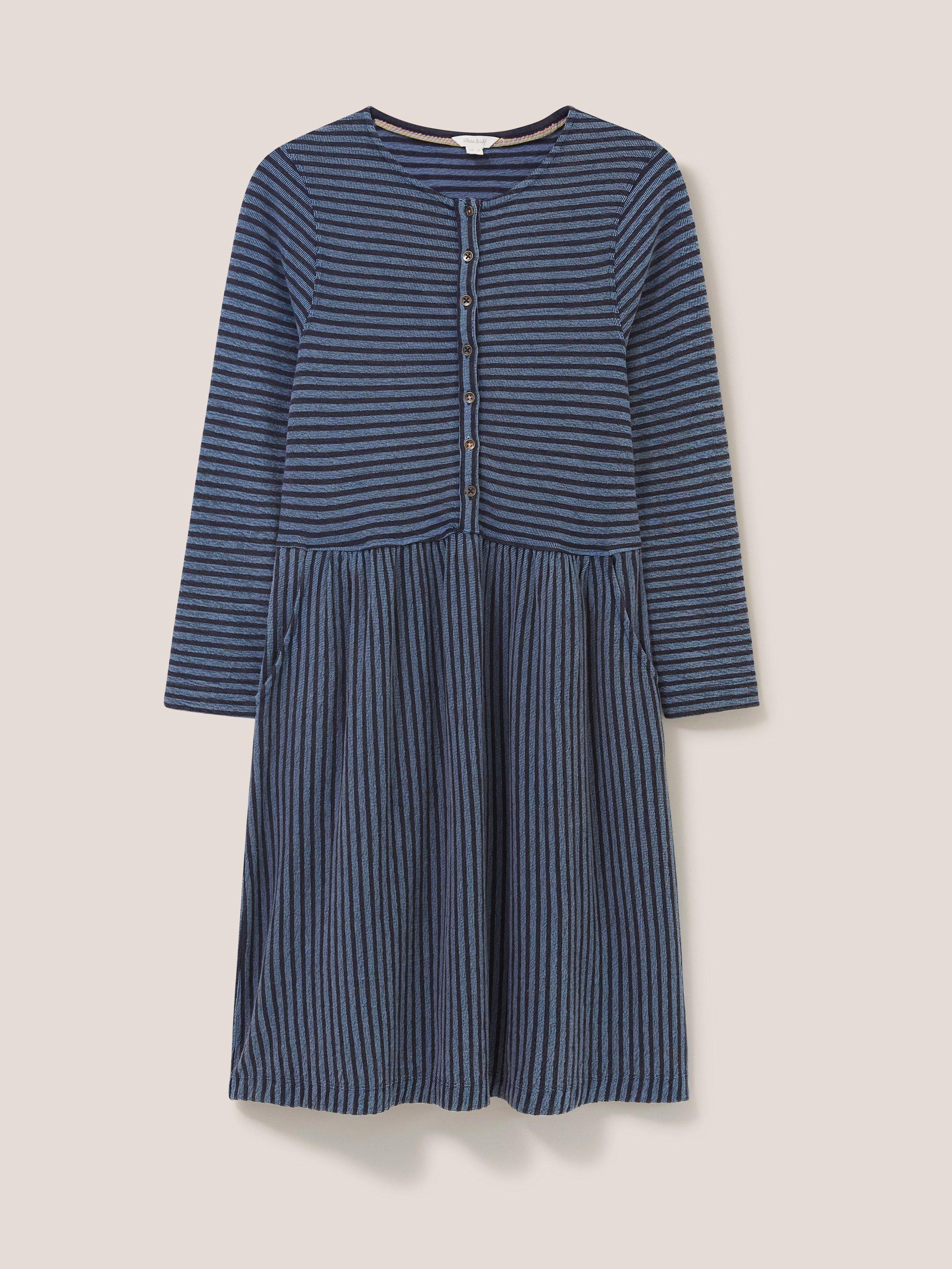 Marsia Striped Jersey Dress in NAVY MULTI - FLAT FRONT