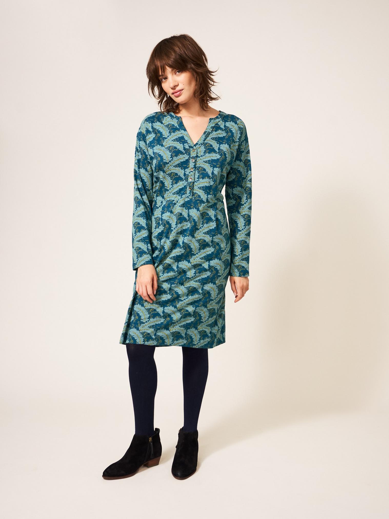 Tammy Jersey Dress in TEAL MLT - LIFESTYLE