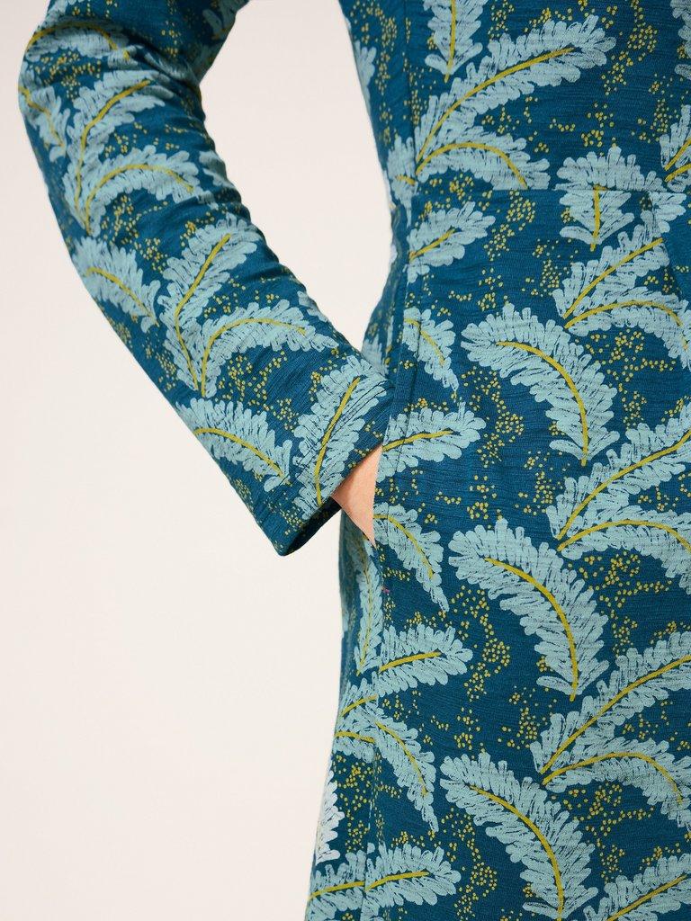 Tammy Jersey Dress in TEAL MLT - MODEL DETAIL