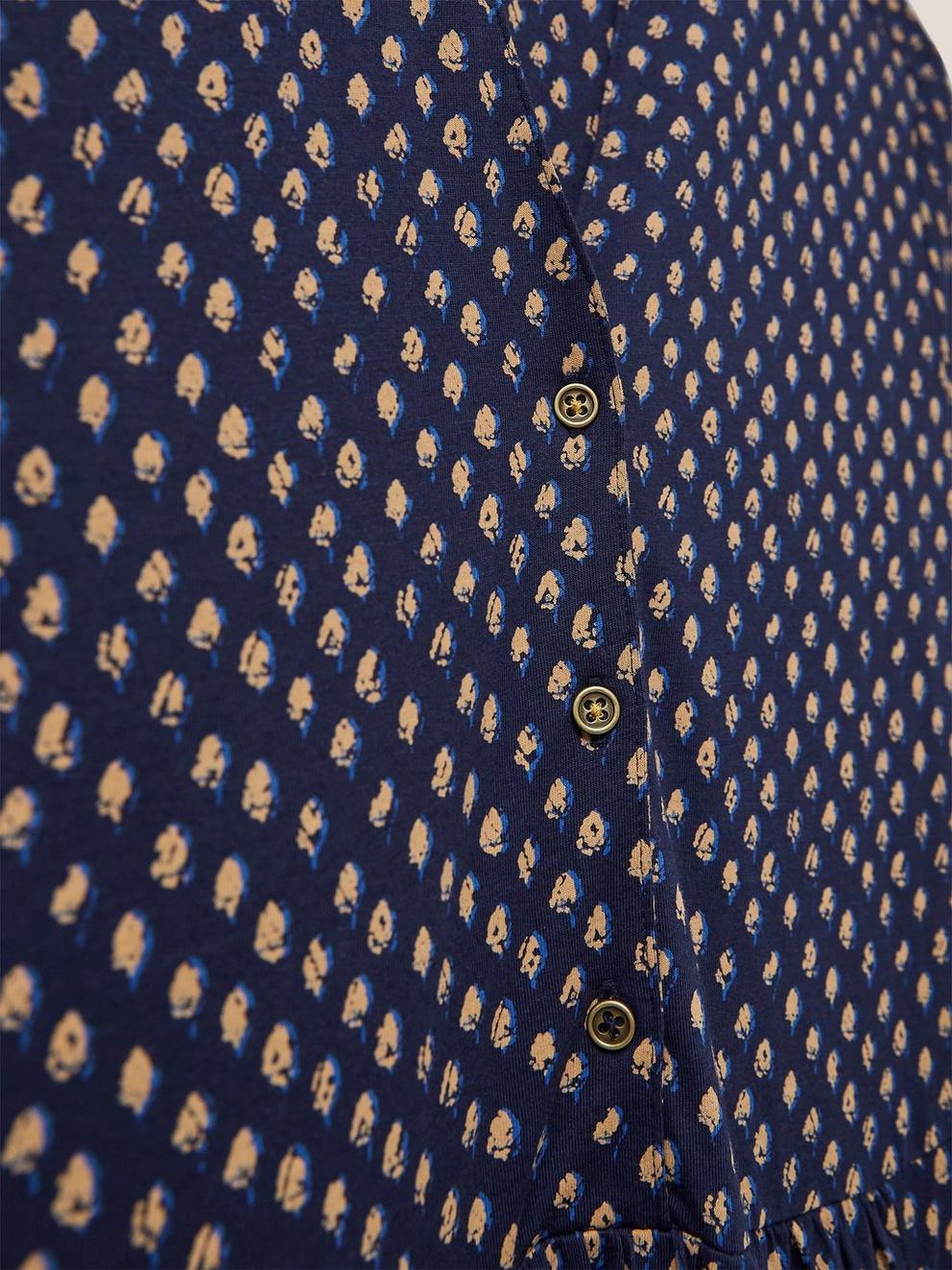 Naya Organic Cotton Blend  Jersey Dress in NAVY MULTI - FLAT DETAIL