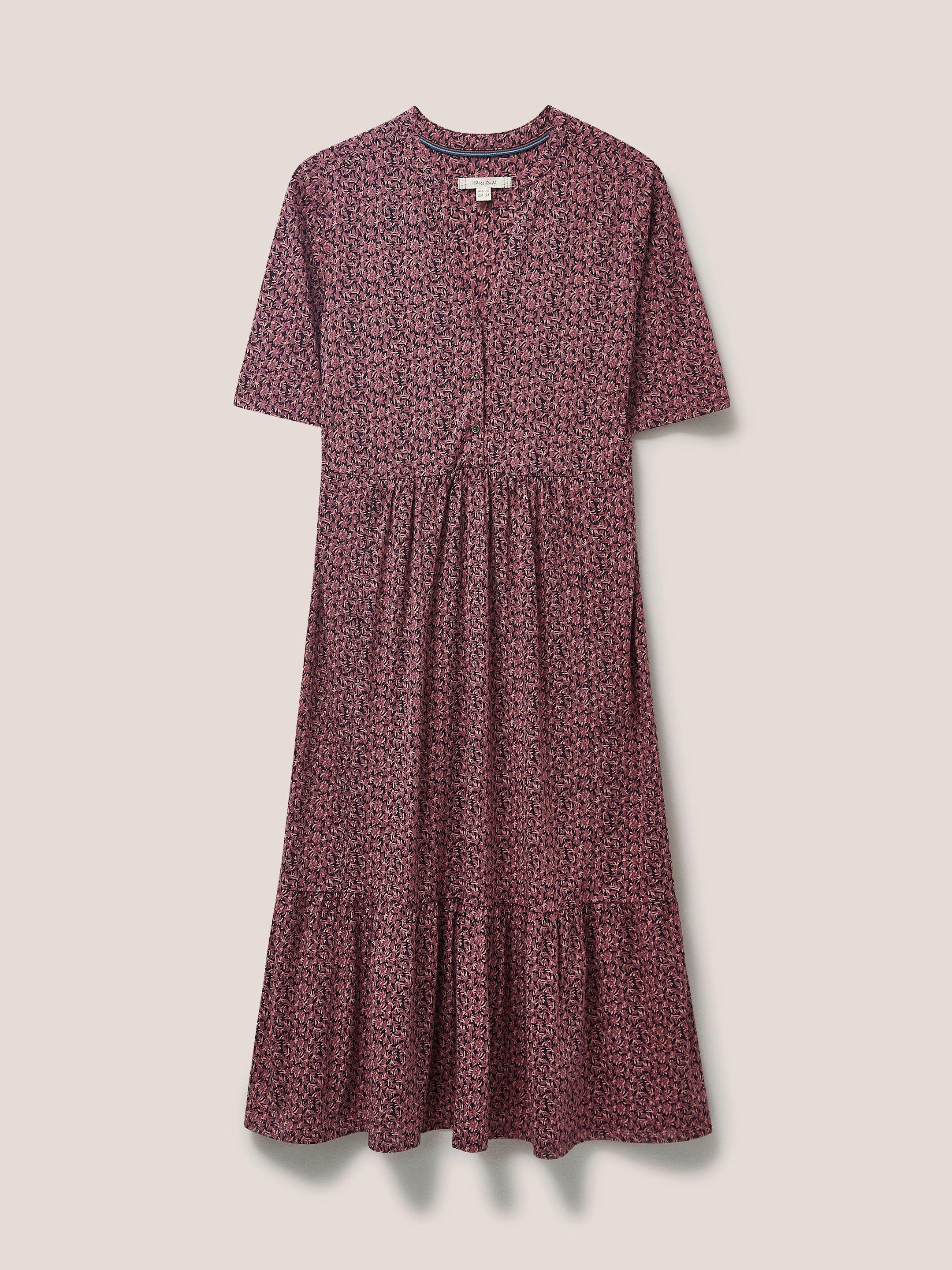 Naya Organic Cotton Blend  Jersey Dress in PINK MLT - FLAT FRONT