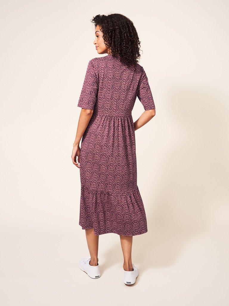 Naya Organic Cotton Blend  Jersey Dress in PINK MLT - MODEL BACK