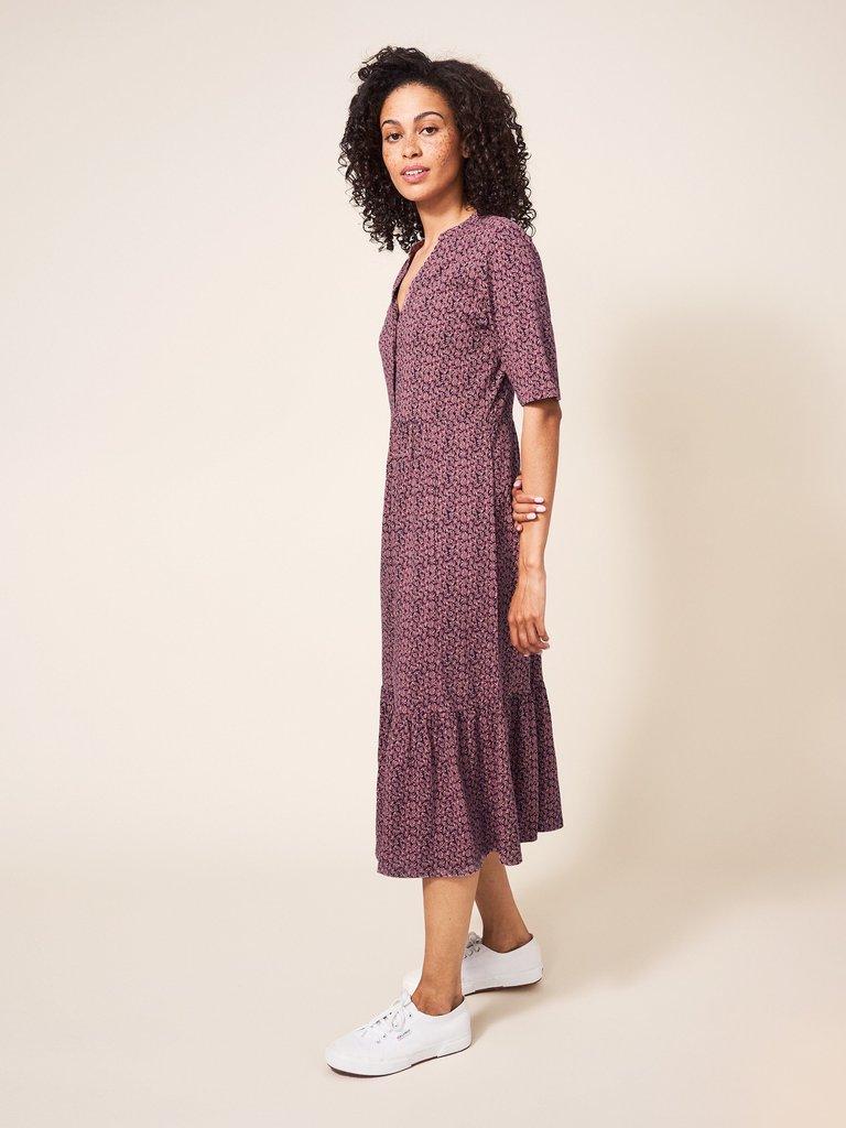Naya Organic Cotton Blend  Jersey Dress in PINK MLT - MODEL DETAIL