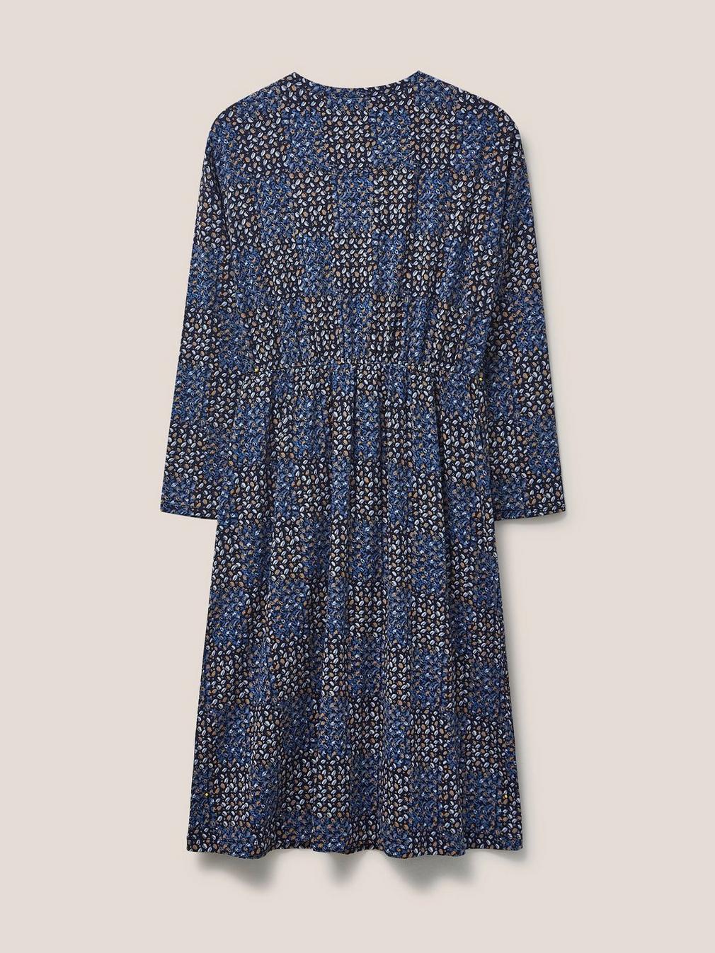 Poppy Jersey Dress in NAVY MULTI - FLAT BACK