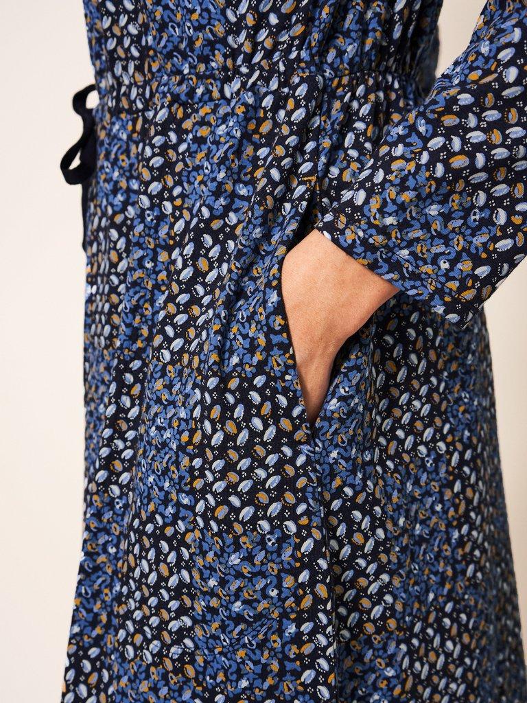 Poppy Jersey Dress in NAVY MULTI - MODEL FRONT