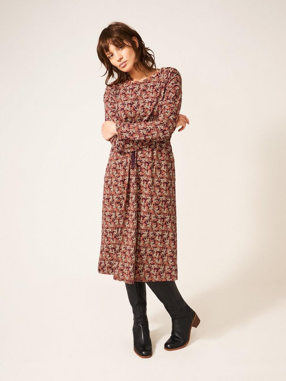 Poppy Jersey Dress in PLUM MLT - LIFESTYLE