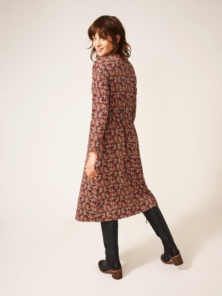 Poppy Jersey Dress in PLUM MLT - MODEL BACK