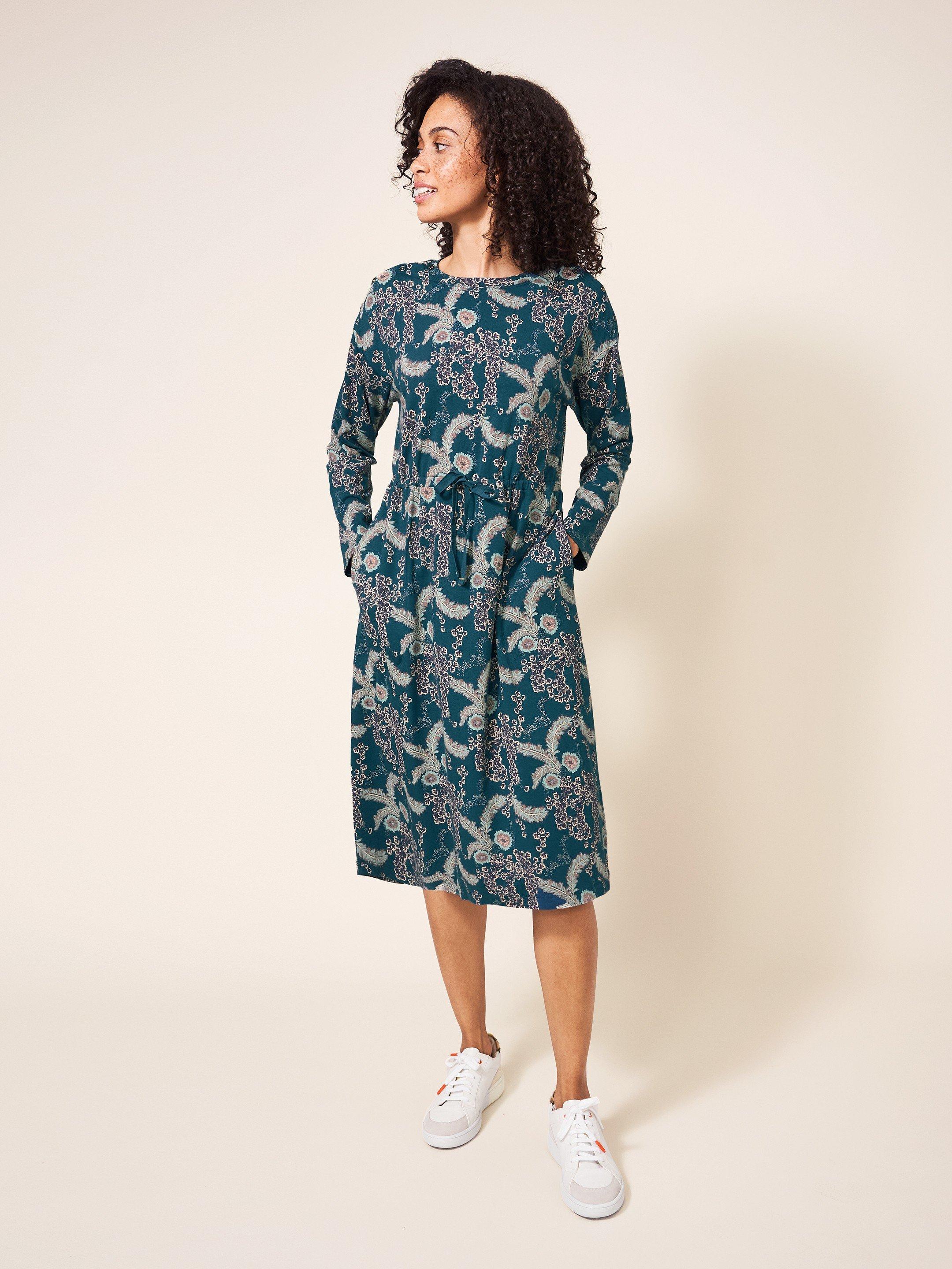 Poppy Jersey Dress in TEAL MLT - LIFESTYLE