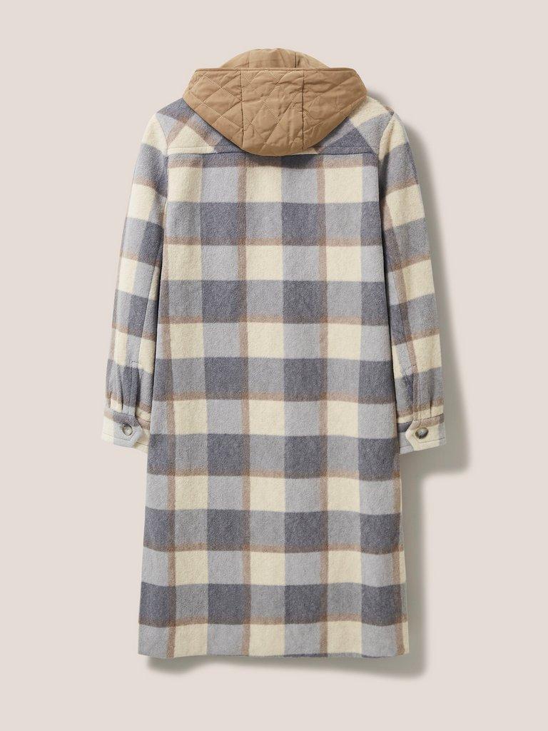 Isobelle Check Coat in GREY MLT - FLAT BACK