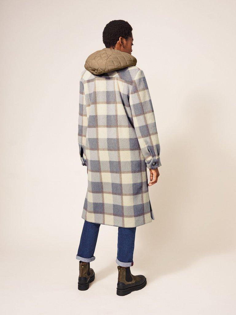 Isobelle Check Coat in GREY MLT - MODEL BACK