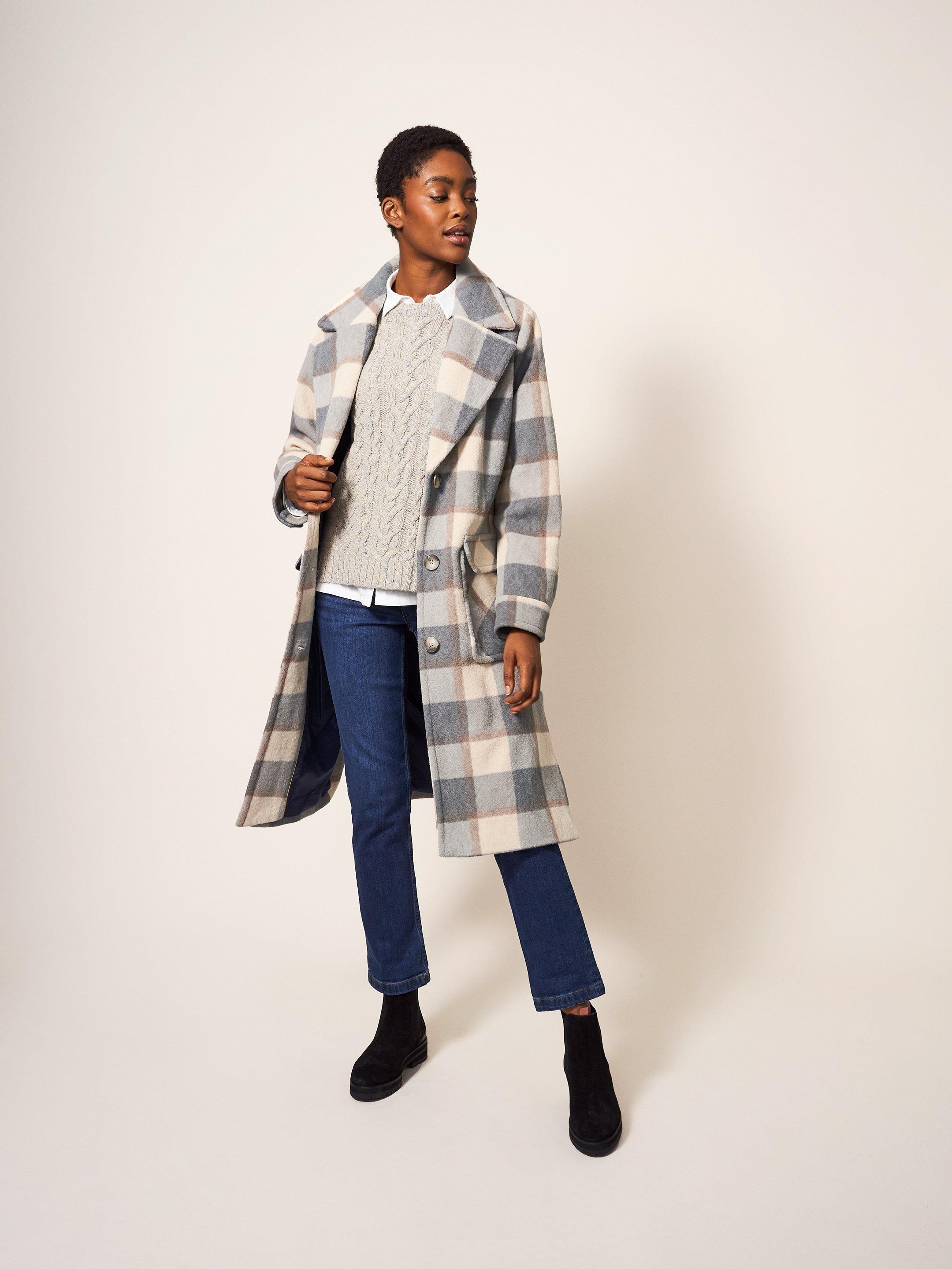 Blue check hotsell coat womens