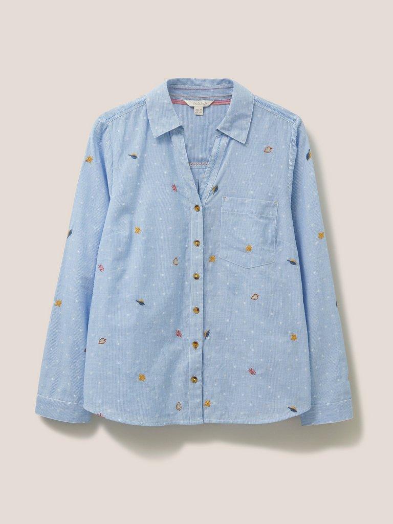 Maple Embroidered Shirt in BLUE MLT - FLAT FRONT