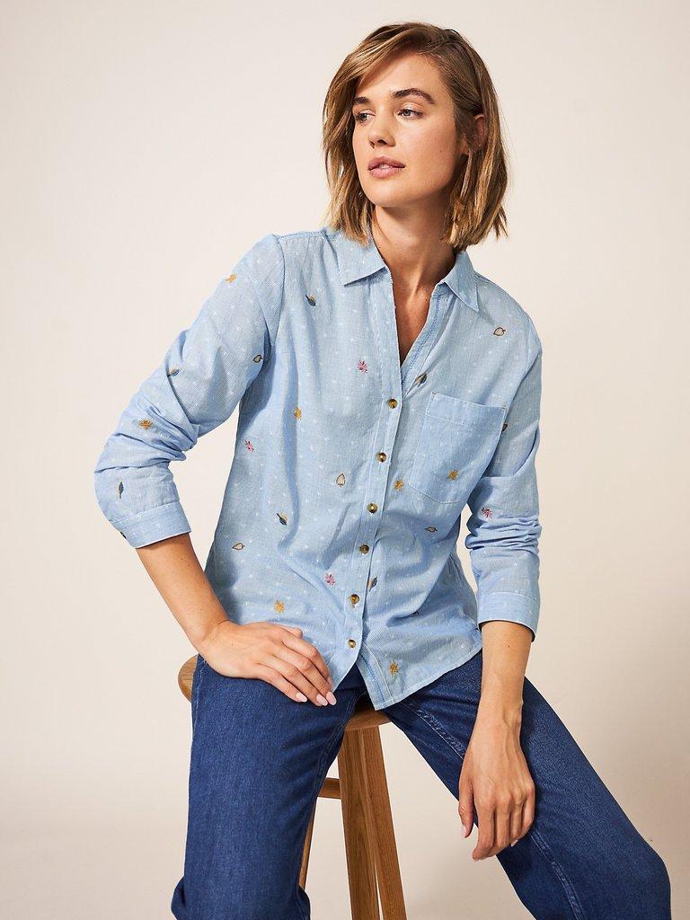 Maple Embroidered Shirt in BLUE MLT - LIFESTYLE