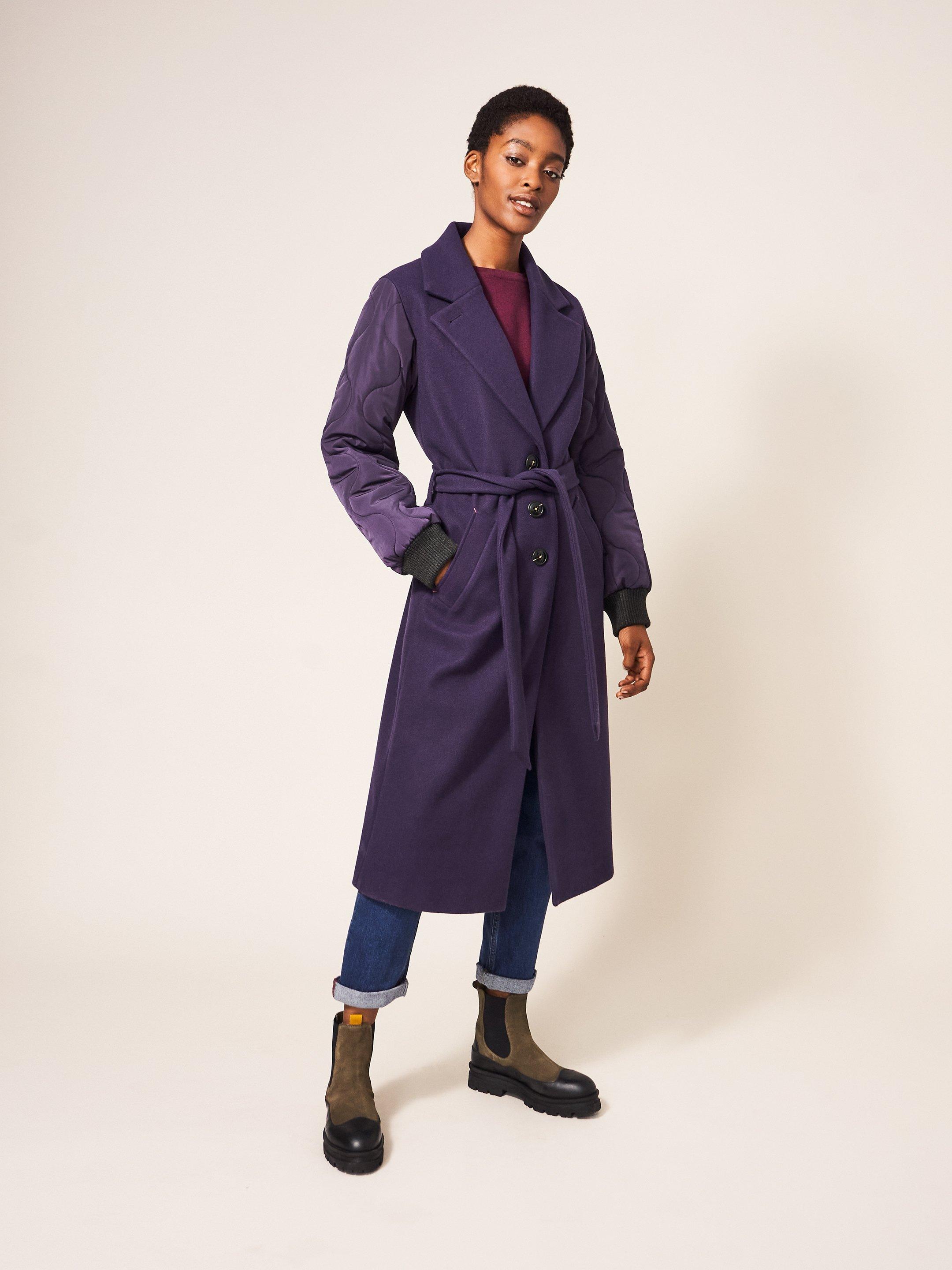 Long purple cheap trench coat