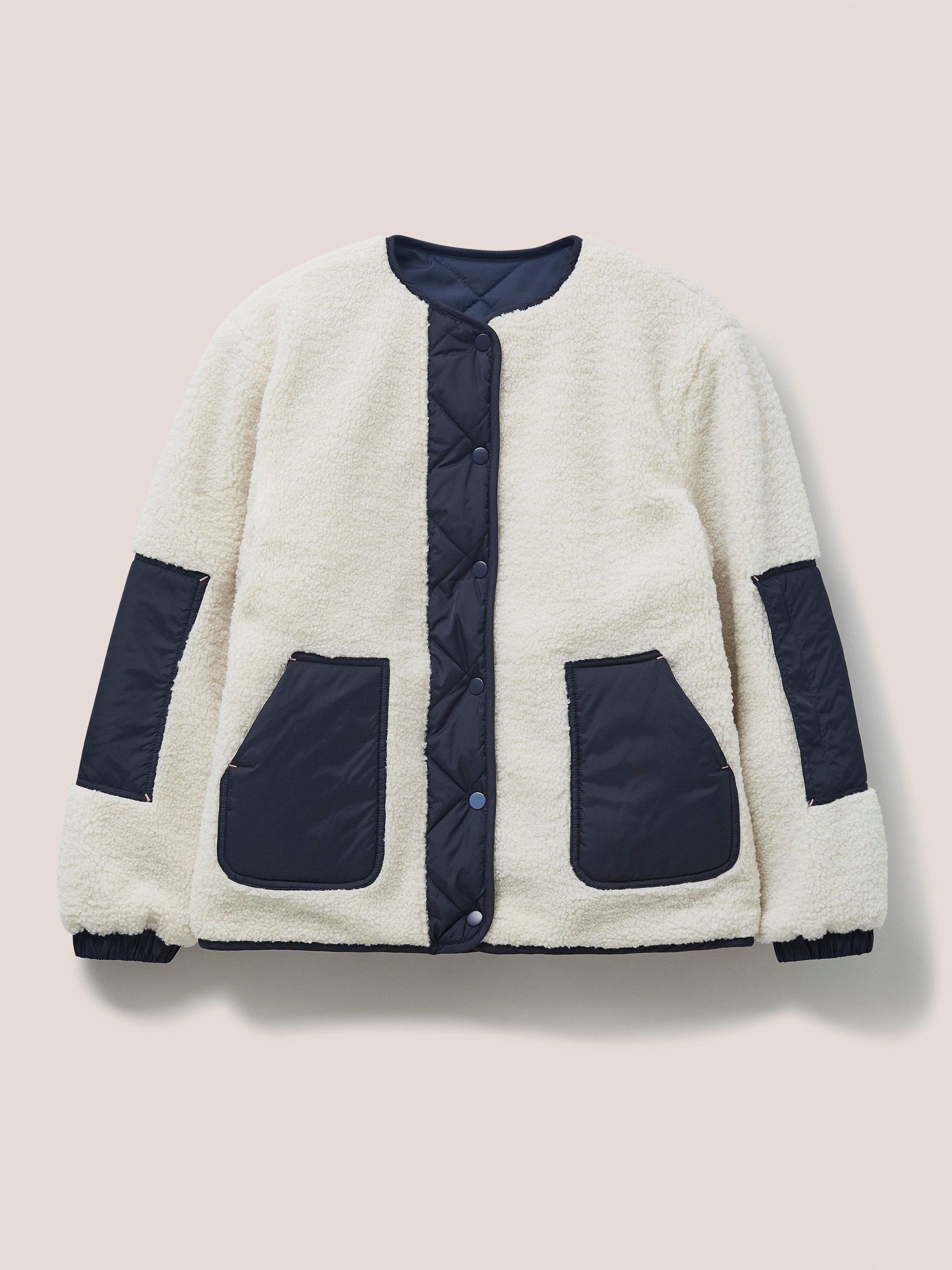 Taylor Reversible Borg Jacket in IVORY MLT - FLAT FRONT