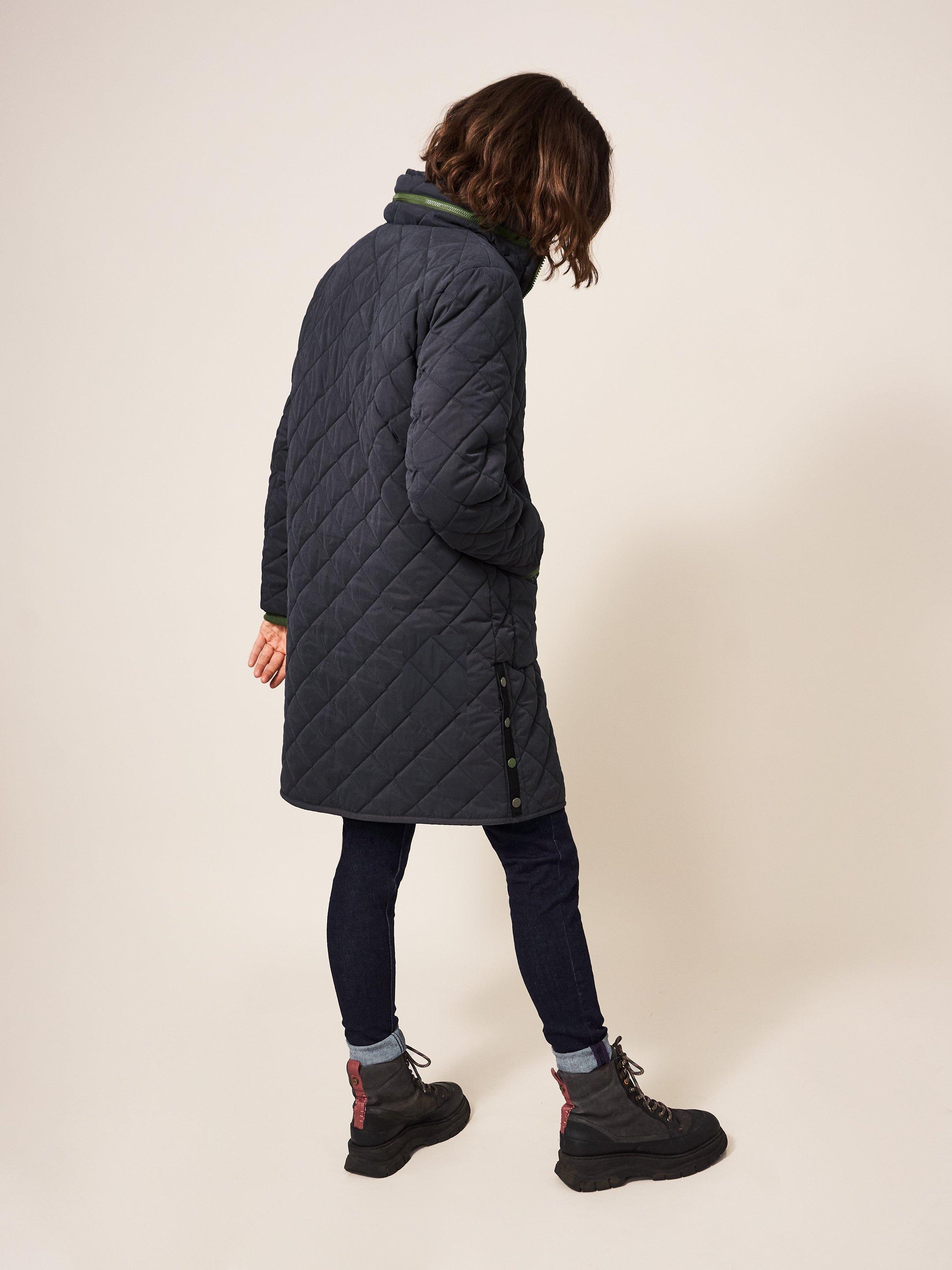 Luckie Quilted Coat in DK GREY - MODEL BACK