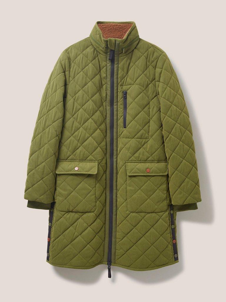 Luckie Quilted Coat in MID GREEN - FLAT FRONT