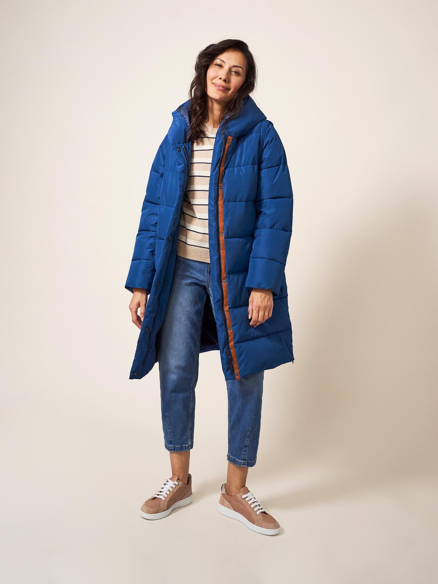 Dania Multiway Quilted Coat in BLUE MULTI | White Stuff