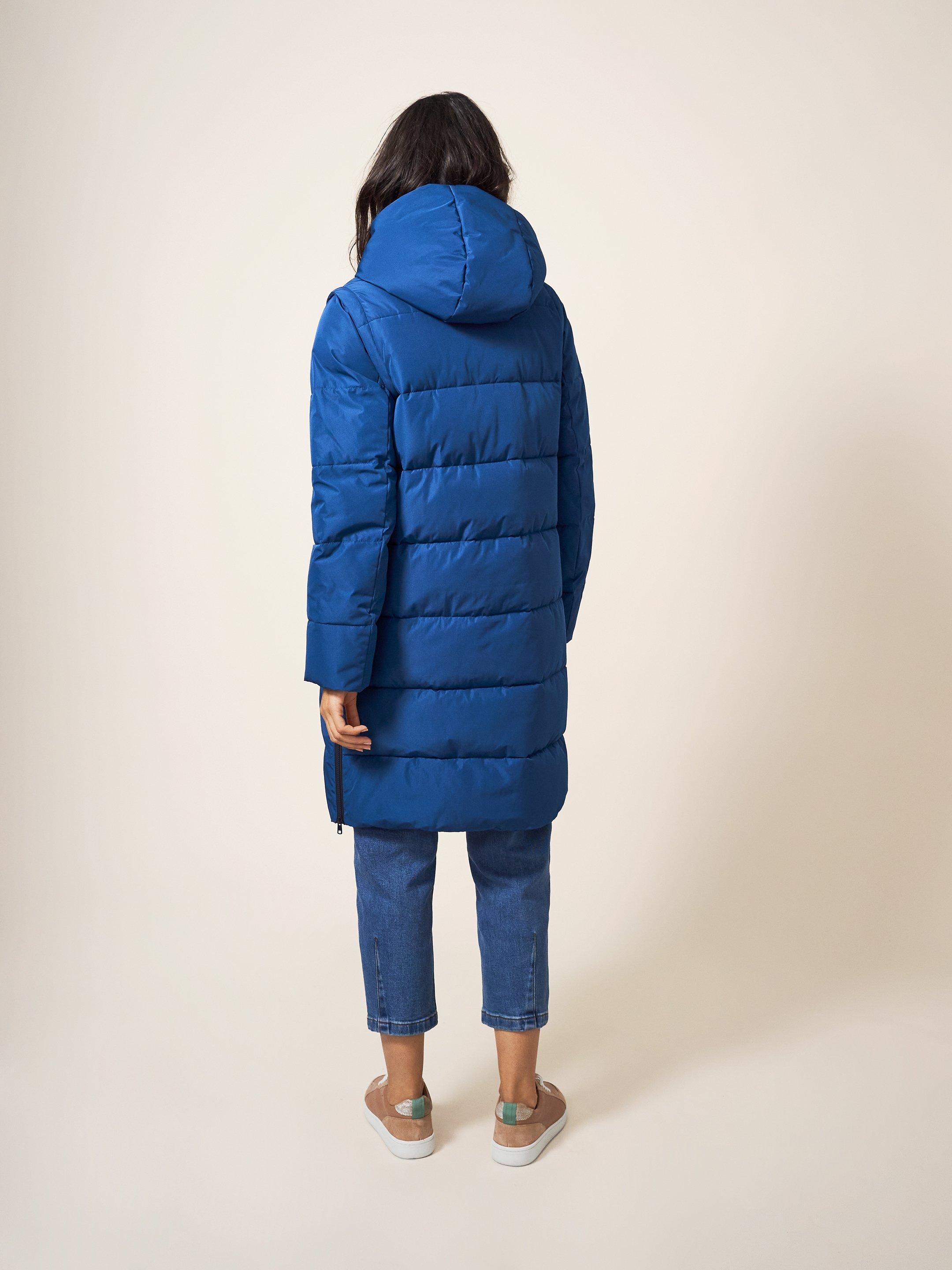 Dania Multiway Quilted Coat in BLUE MLT - MODEL BACK