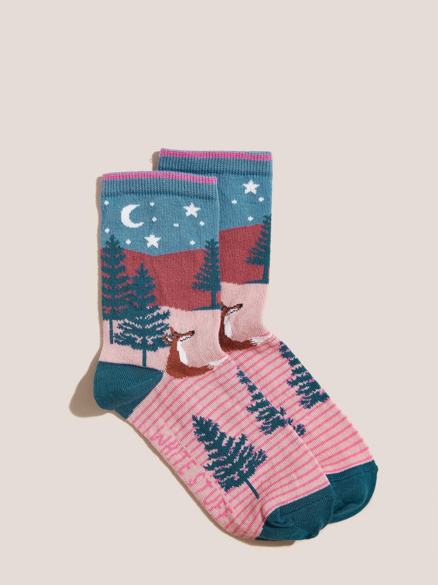 Fox Scenic Sock in PINK MLT - FLAT FRONT