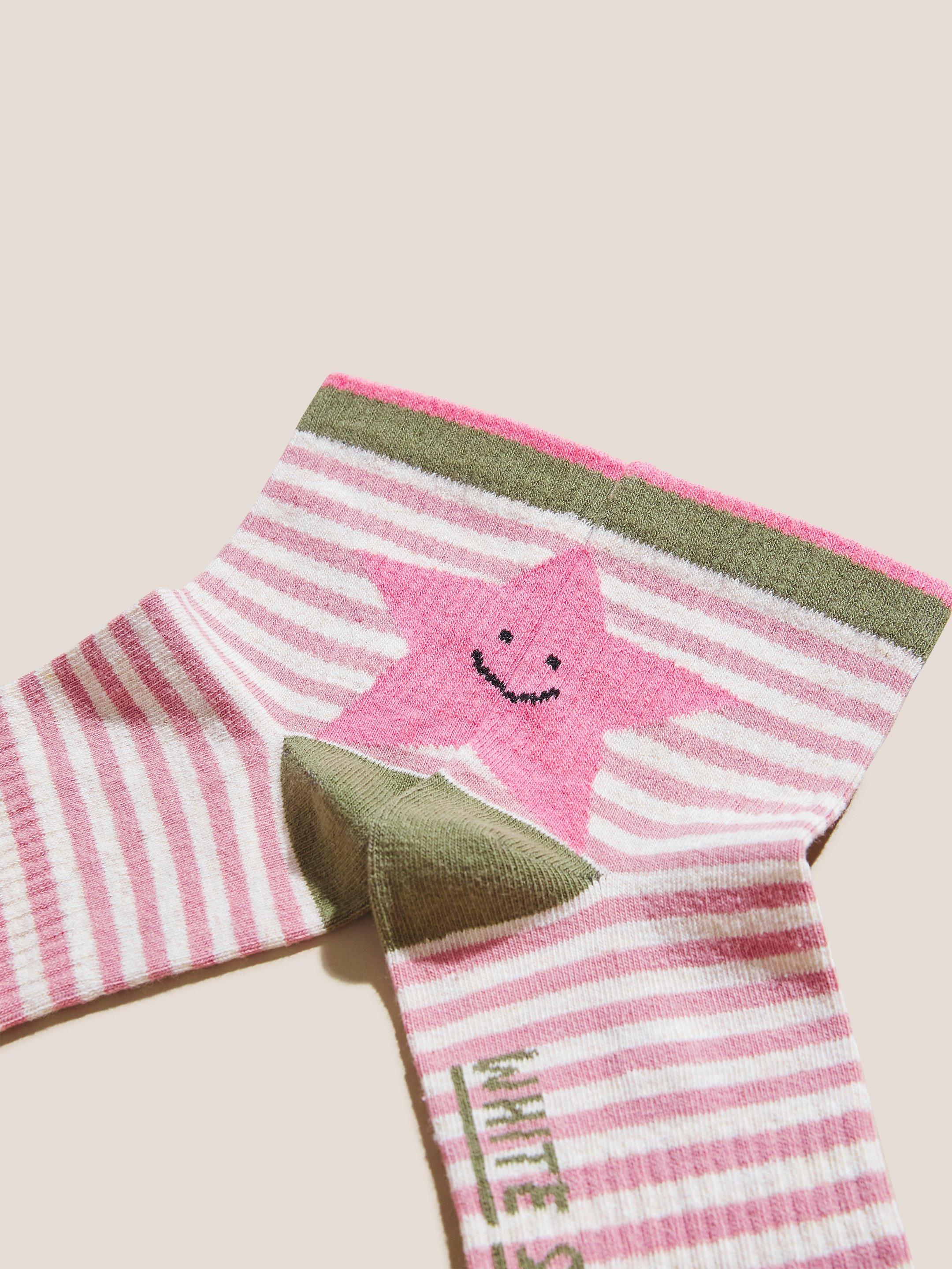Star Stripe Midi Sock in PINK MLT - FLAT DETAIL