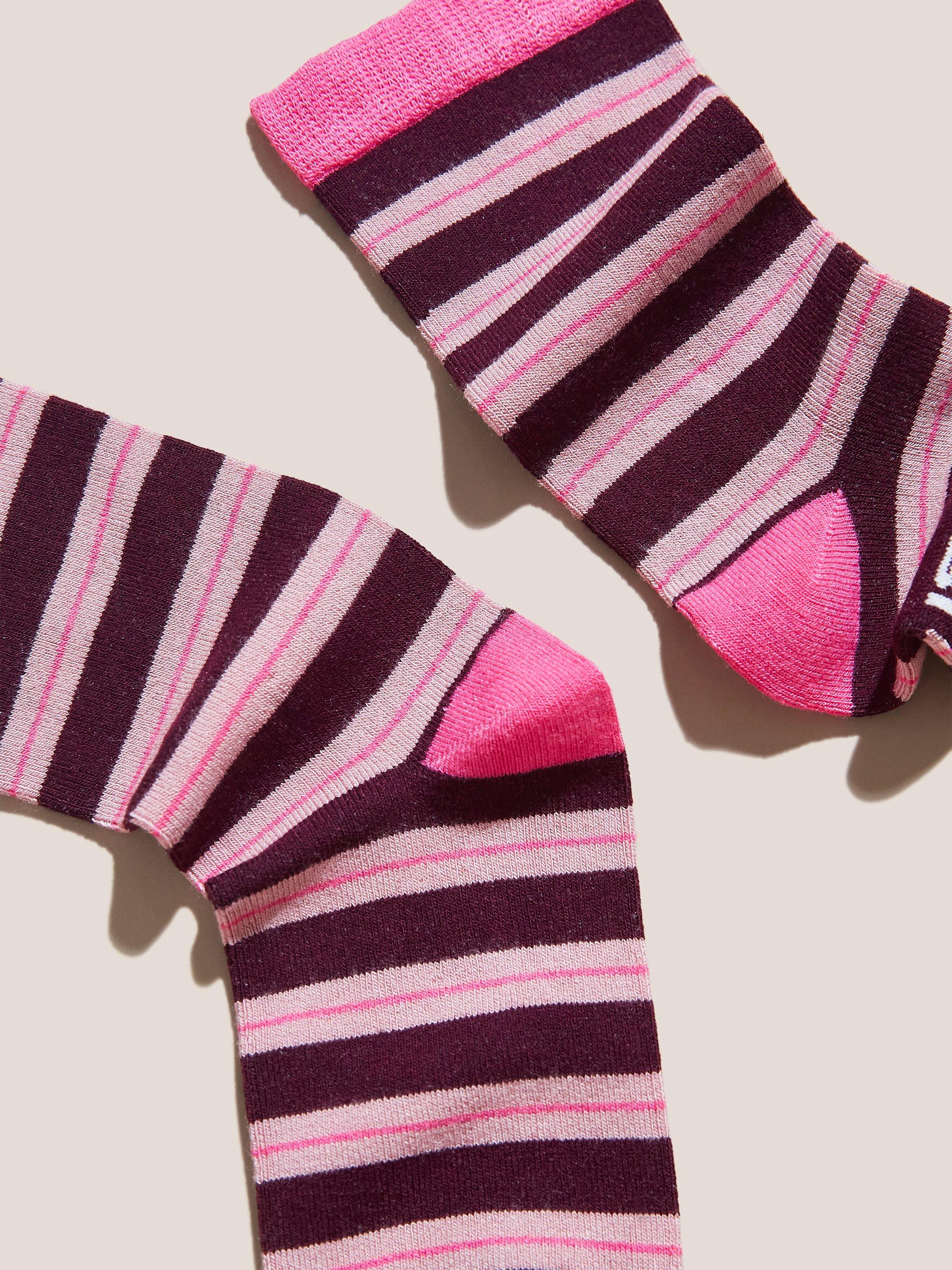 Abstract Stripe Sock in PINK MLT - FLAT DETAIL