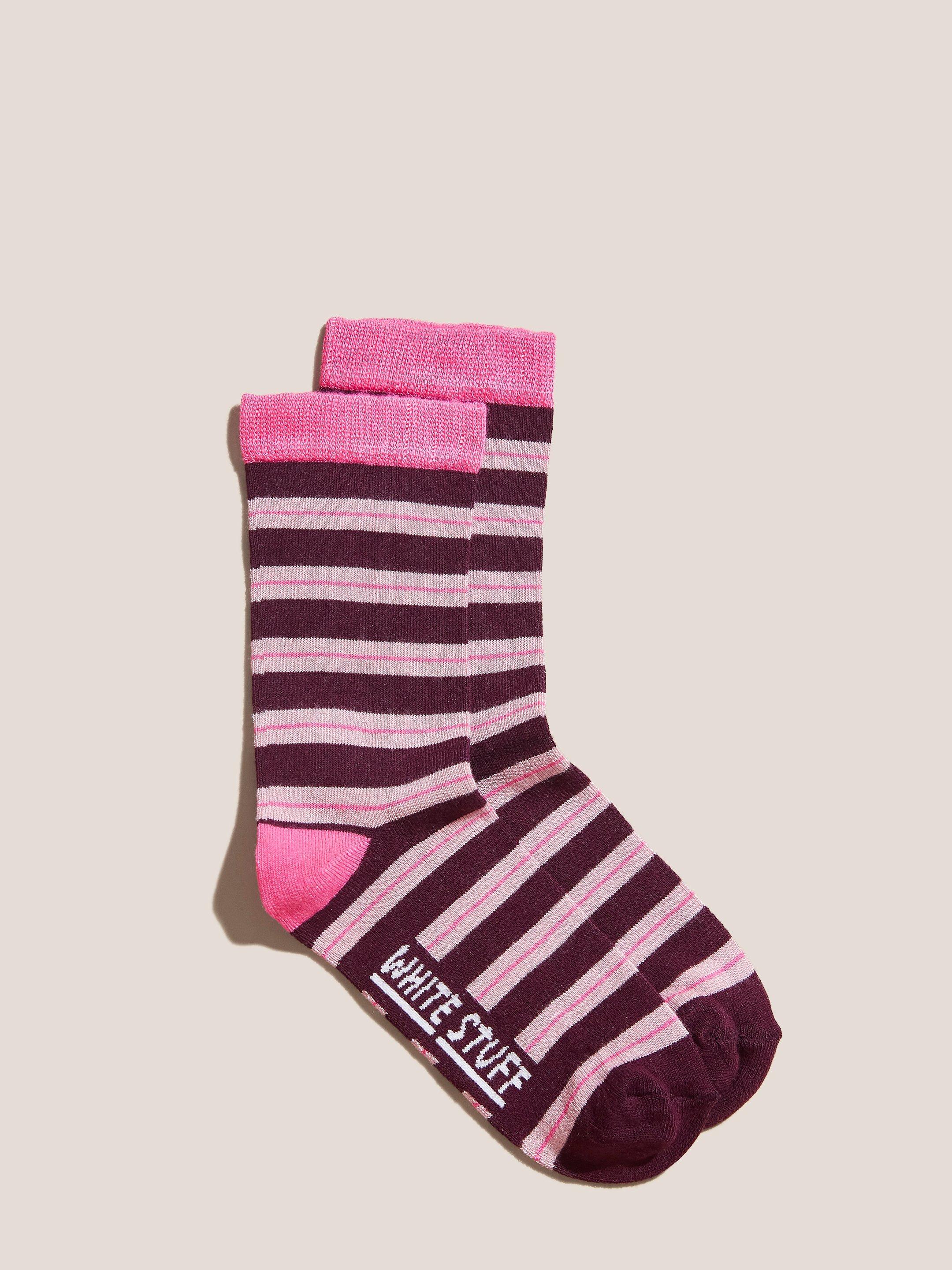 Abstract Stripe Sock in PINK MLT - FLAT FRONT