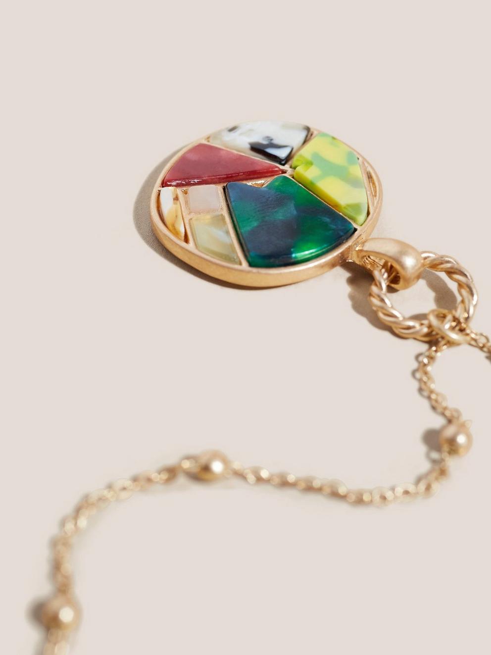 Mosaic Pendant Necklace in NAVY MULTI - FLAT DETAIL