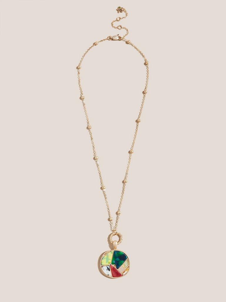 Mosaic Pendant Necklace in NAVY MULTI - FLAT FRONT