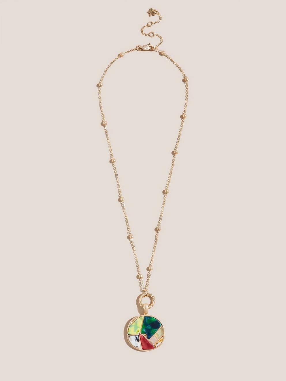 Mosaic Pendant Necklace in NAVY MULTI - FLAT FRONT