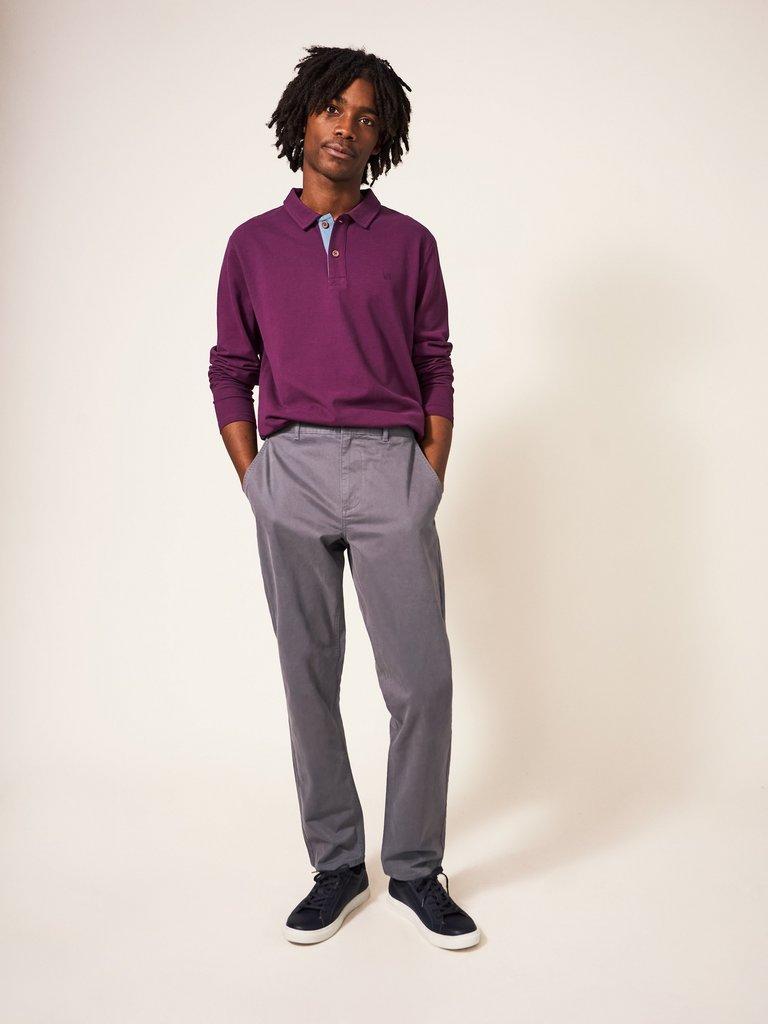 Elm Chino Trouser in MID GREY - MODEL FRONT