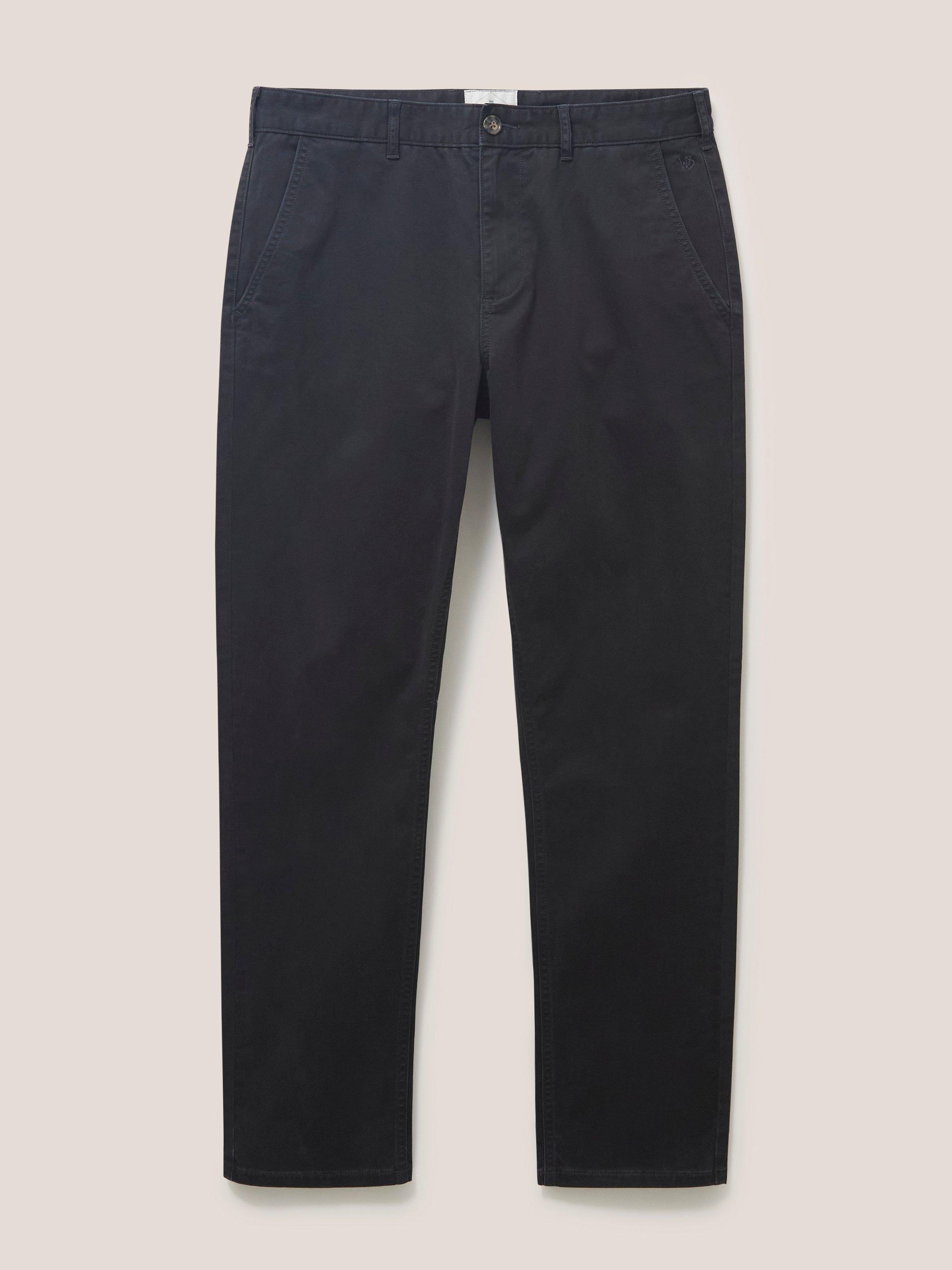 Elm Chino Trouser in PURE BLK - FLAT FRONT