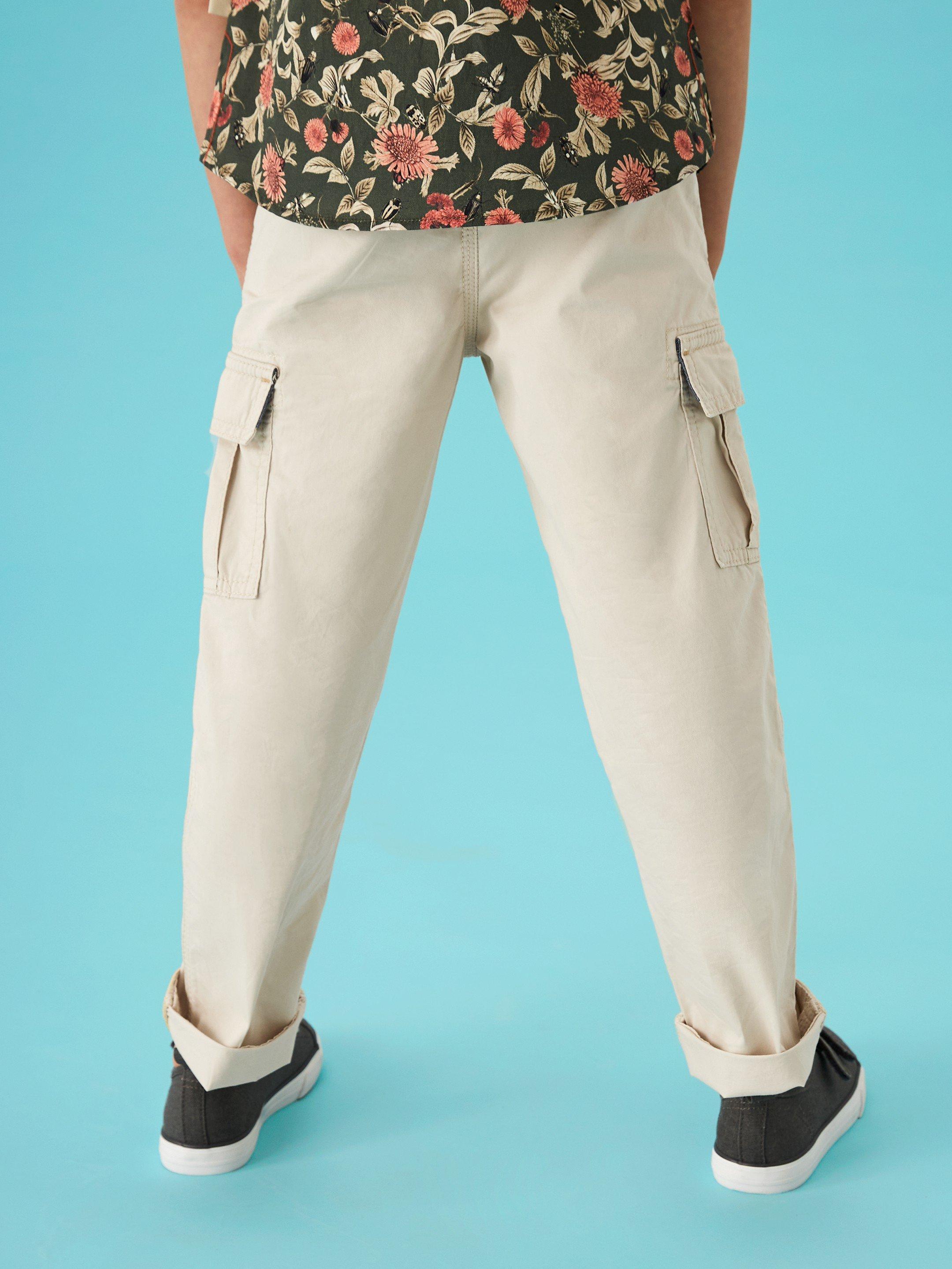 Caleb Cargo Trouser in LGT NAT - MODEL BACK