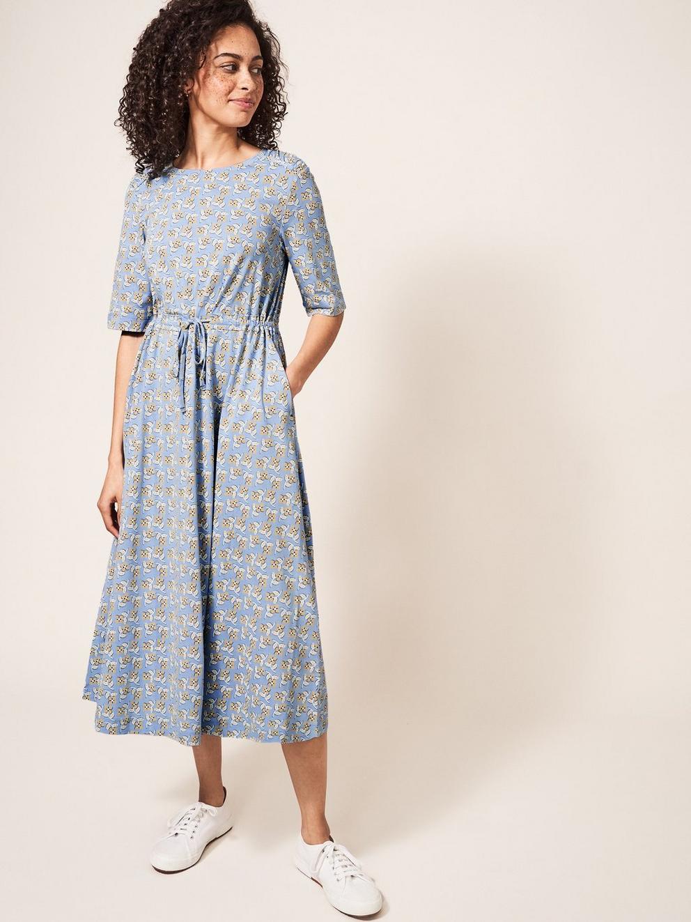 Nuelle Jersey Midi Dress in BLUE PR - MODEL FRONT