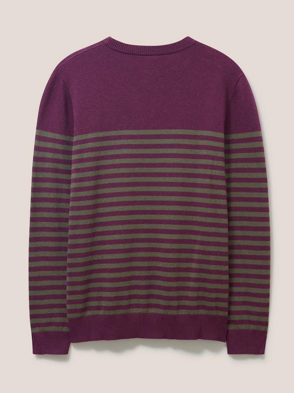 Newport Stripe Crew in PURPLE MLT - FLAT BACK