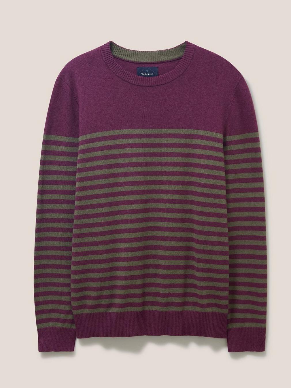 Newport Stripe Crew in PURPLE MLT - FLAT FRONT