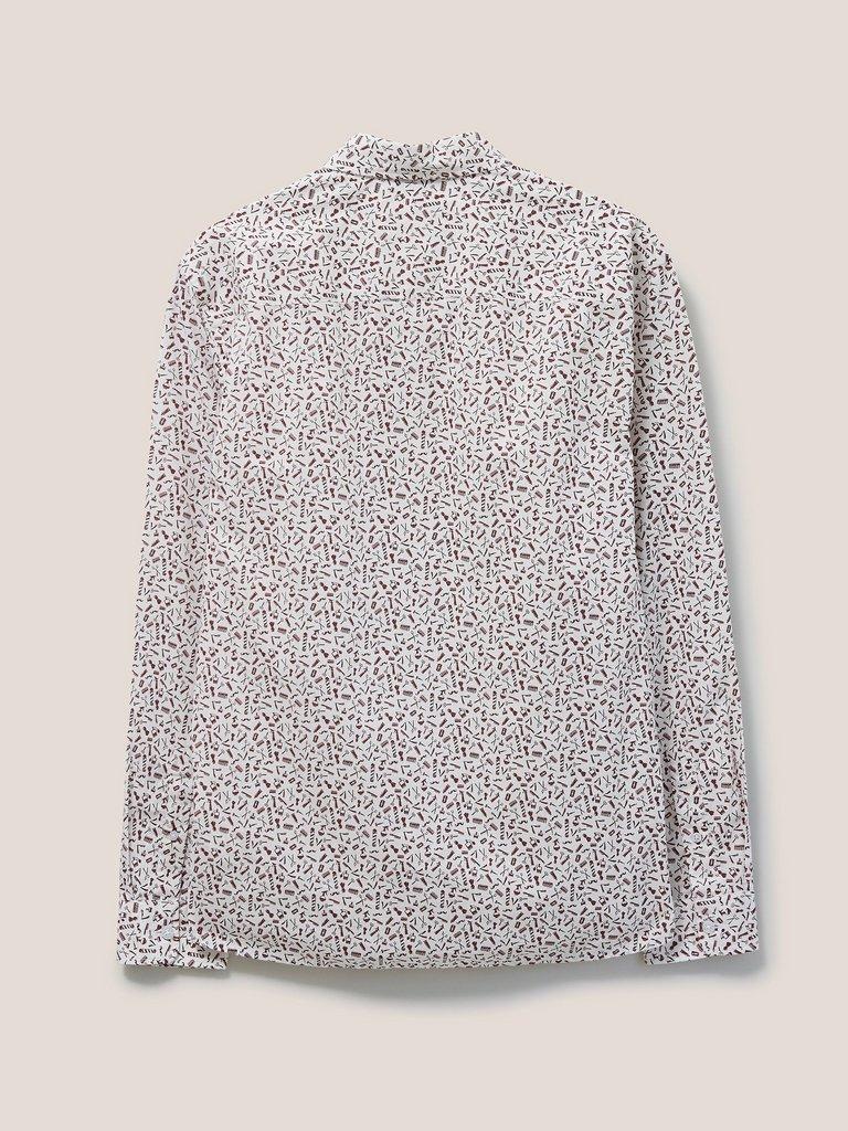 Long Sleeve Funfair Shirt in CLARET PR - FLAT BACK