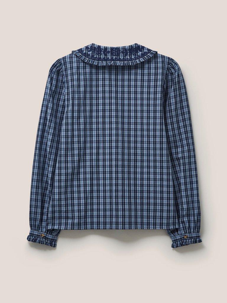 Darcy Embroidered Check Shirt in NAVY MULTI - FLAT BACK