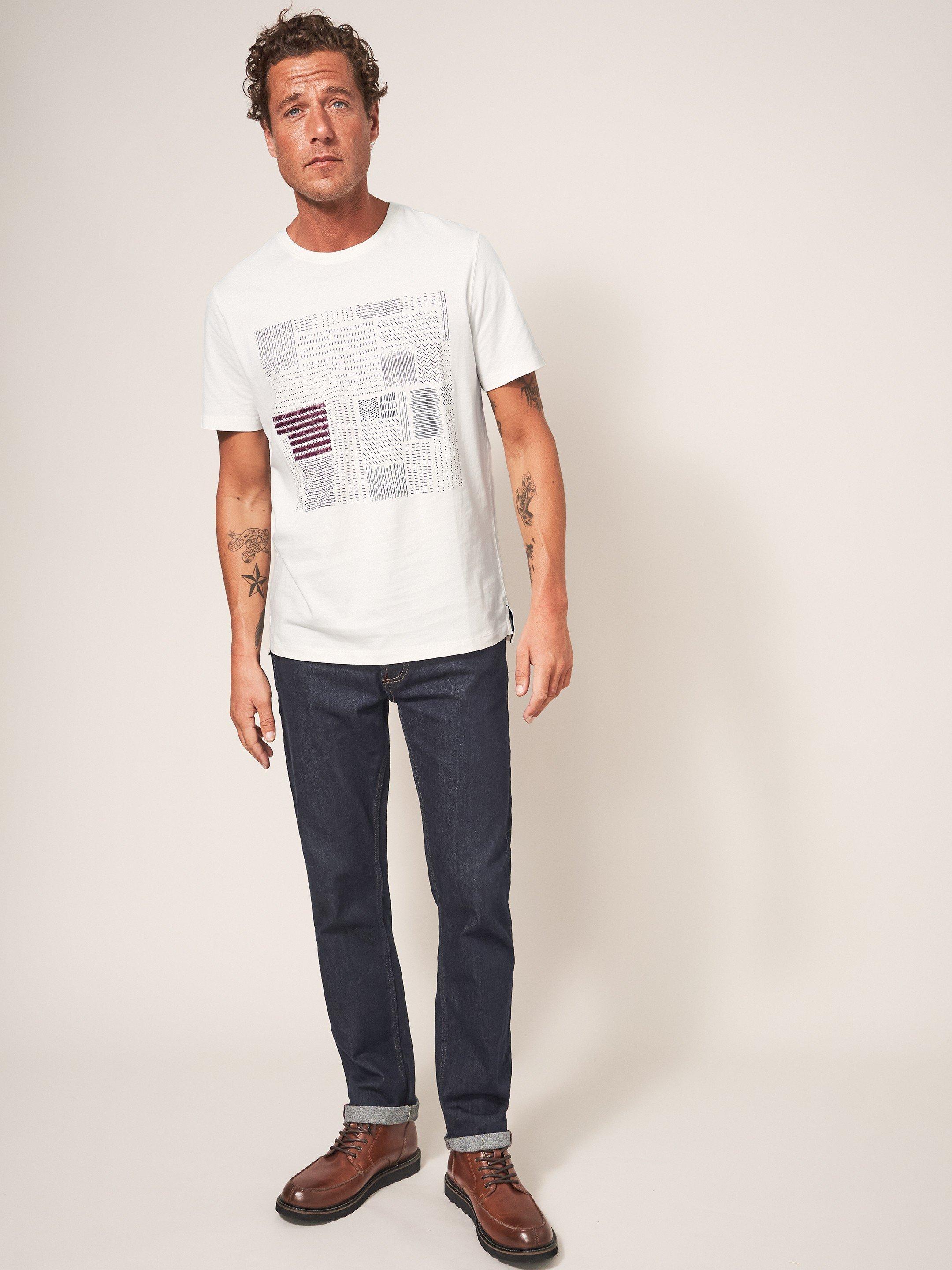 Patchwork Graphic Tshirt in NAT WHITE - MODEL FRONT
