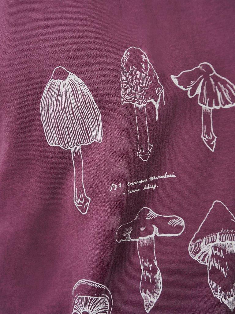 Mushrooms Graphic Tshirt in MID PLUM - MODEL DETAIL