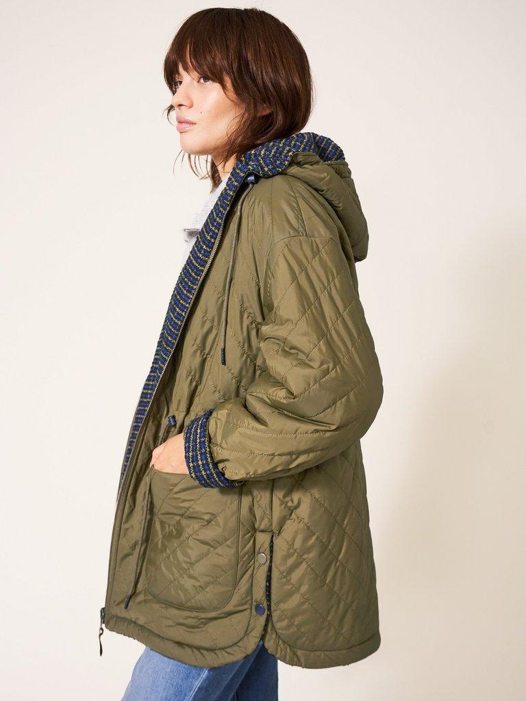 Mariella Reversible Coat in NAVY MULTI - LIFESTYLE