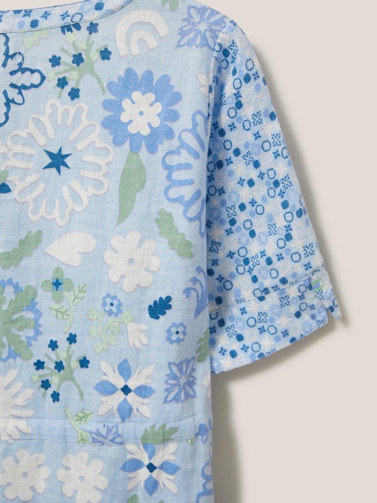 Ferne Linen Dress in BLUE MLT - FLAT DETAIL