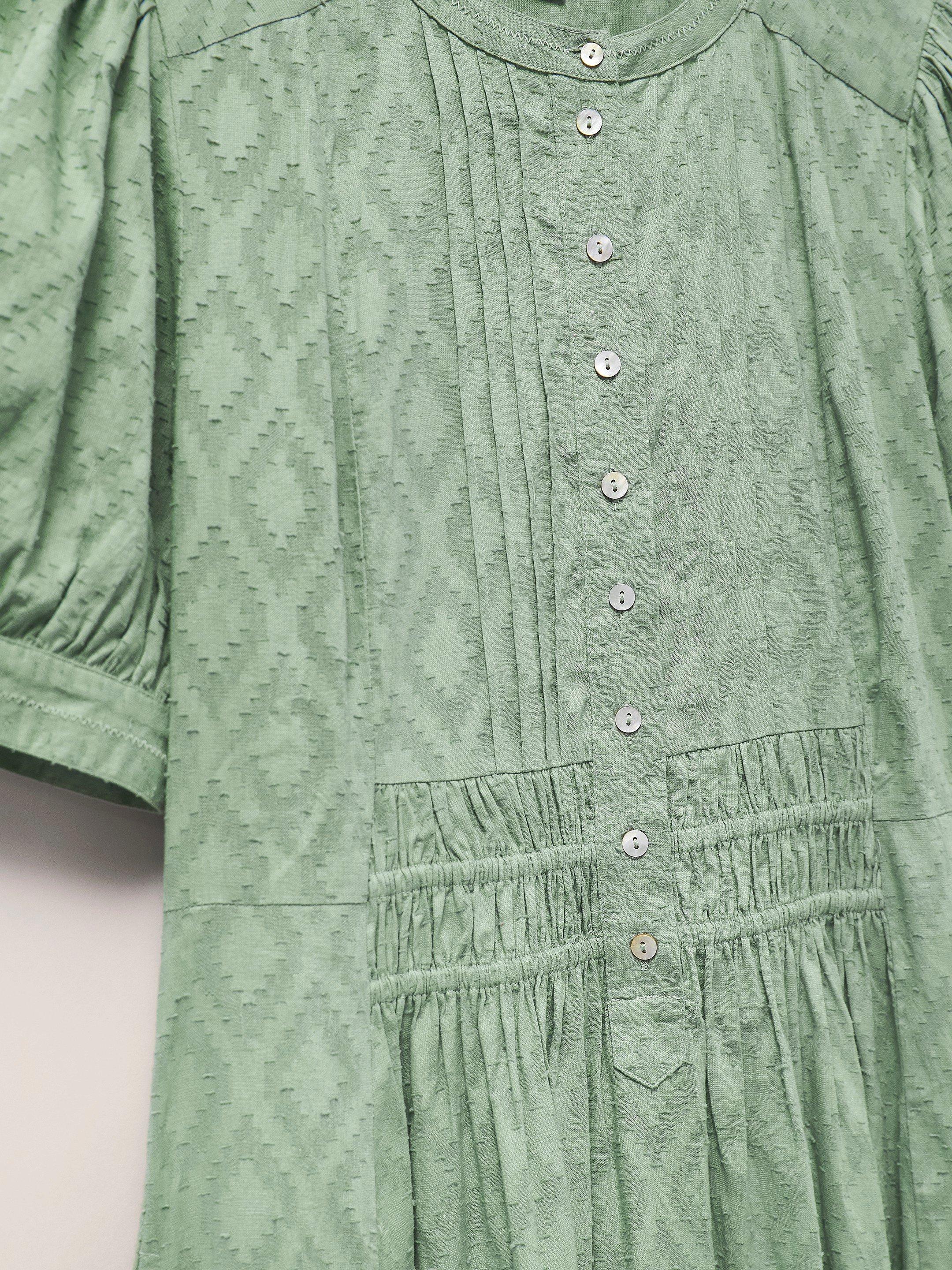Celeste Midi Dress in DUS GREEN - FLAT DETAIL