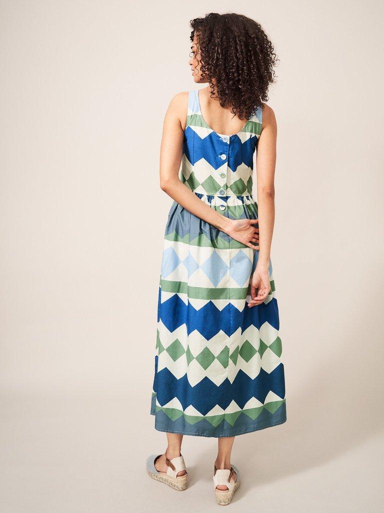 Ali Cotton Maxi Dress in GREEN MLT - MODEL BACK