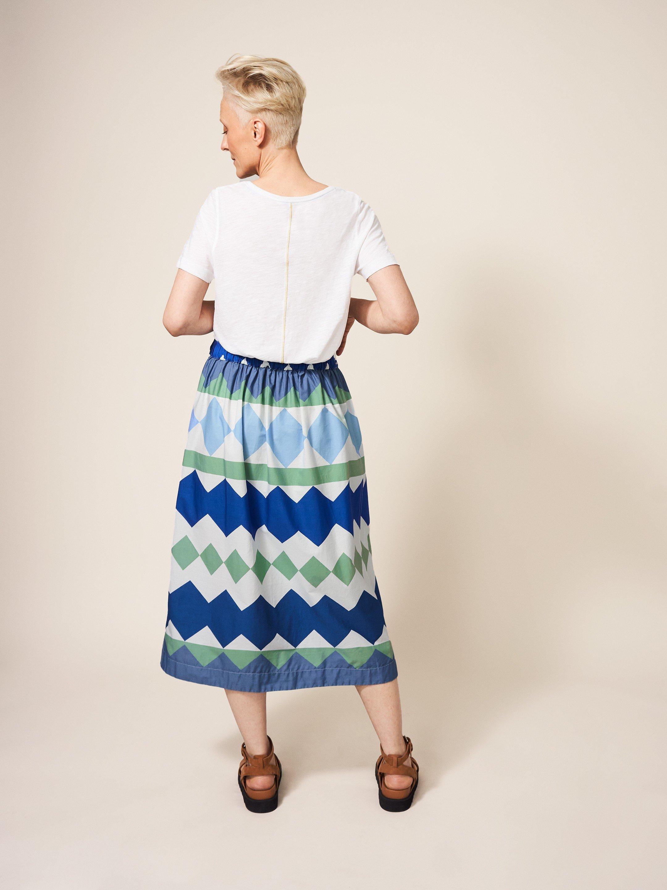 Ali Cotton Wrap Skirt in GREEN MLT - MODEL BACK