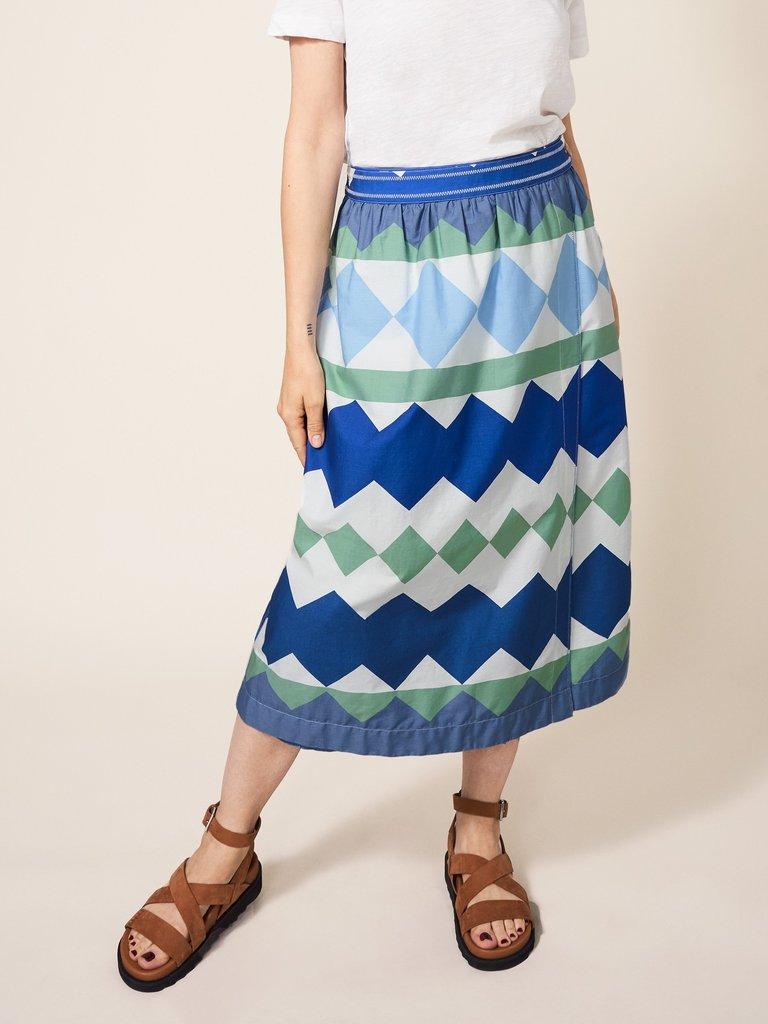 Ali Cotton Wrap Skirt in GREEN MLT - MODEL FRONT