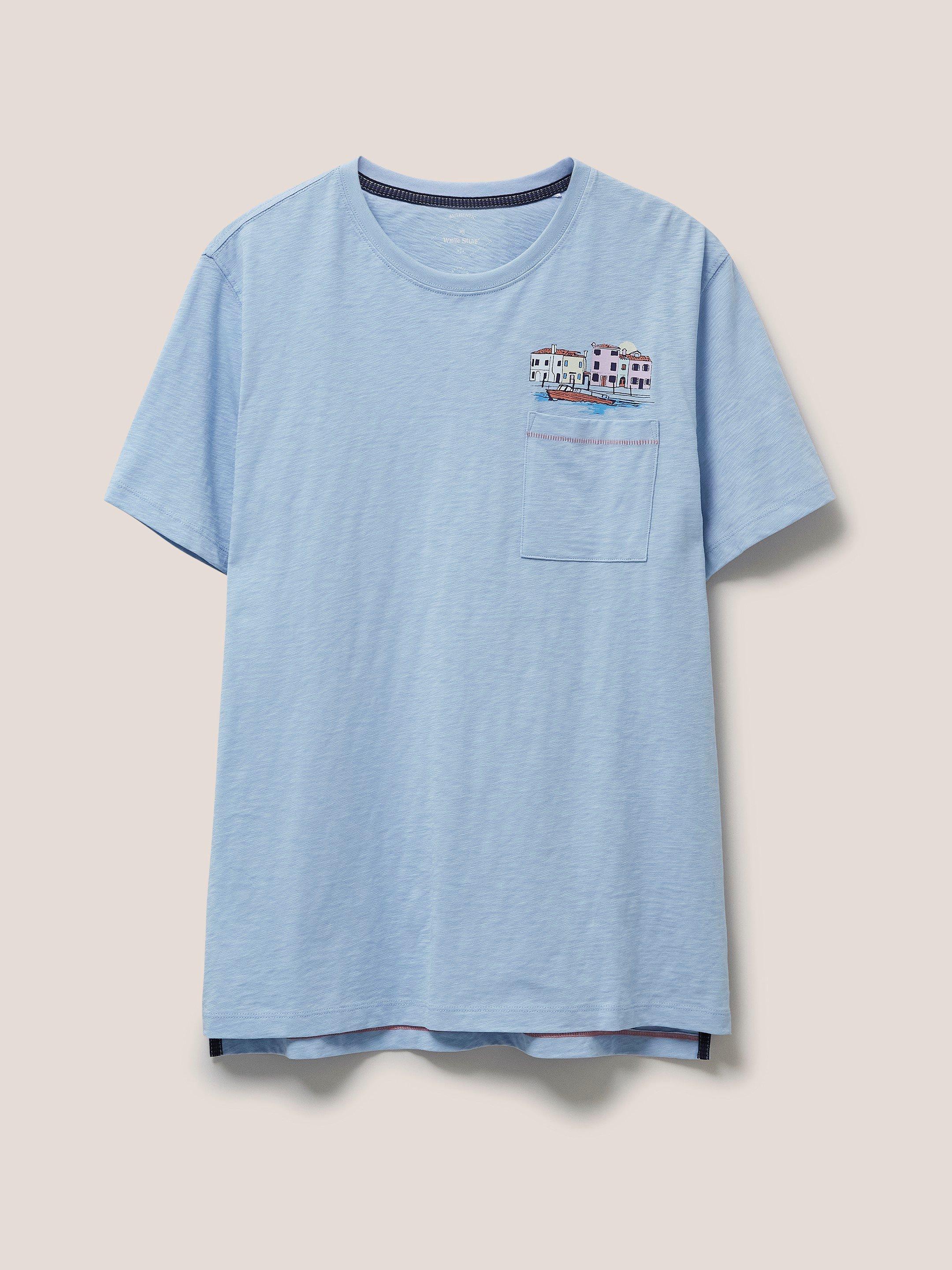 Waterside Graphic Tshirt in LGT BLUE - FLAT FRONT