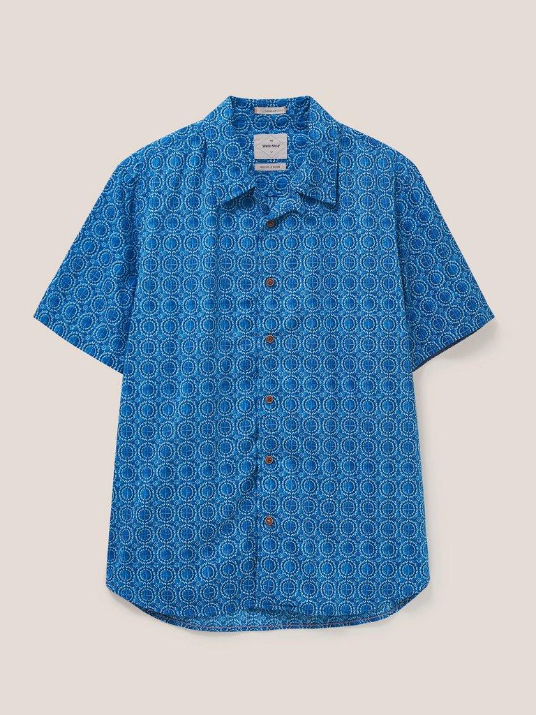 Indigo Tile Printed Shirt in INDIGO BLE - FLAT FRONT