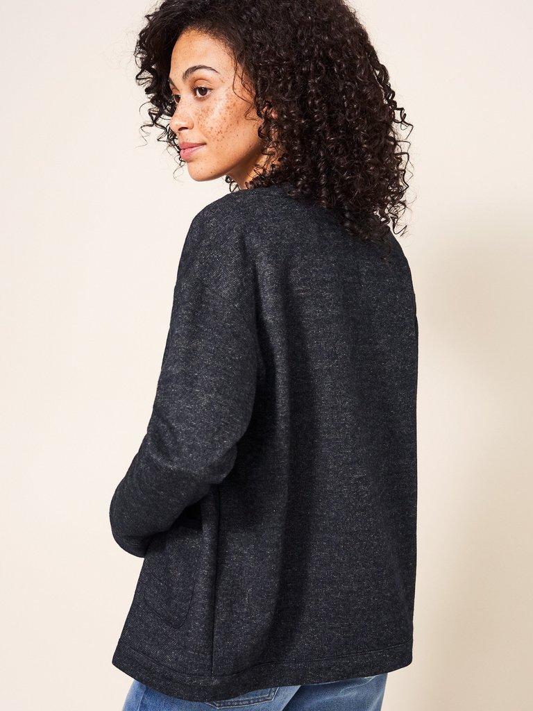 Adele Wool  Mix Jersey Jacket in GREY MLT - MODEL BACK